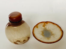 Load image into Gallery viewer, Vintage Shadow Agate Snuff Bottle with New Agate Snuff Dish
