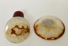 Load image into Gallery viewer, Vintage Shadow Agate Snuff Bottle with New Agate Snuff Dish
