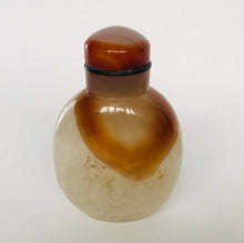 Load image into Gallery viewer, Vintage Shadow Agate Snuff Bottle with New Agate Snuff Dish
