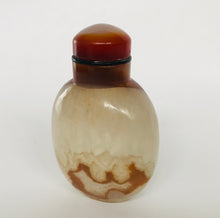 Load image into Gallery viewer, Vintage Shadow Agate Snuff Bottle with New Agate Snuff Dish
