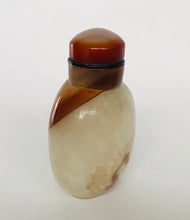 Load image into Gallery viewer, Vintage Shadow Agate Snuff Bottle with New Agate Snuff Dish
