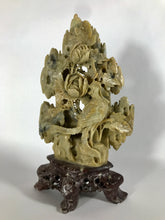 Load image into Gallery viewer, Vintage Soapstone Carving of a Phoenix and Peonies
