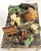 Load image into Gallery viewer, Chinese Antiquity:  Painted Pottery Altar Table With Food and Wine Offerings From the Ming Dynasty - 8 Piece Set
