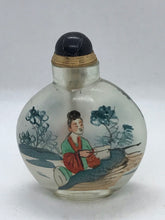 Load image into Gallery viewer, Snuff Bottle: Antique Clear Glass Inside Painted Snuff Bottle with CHINA Mark

