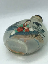 Load image into Gallery viewer, Snuff Bottle: Antique Clear Glass Inside Painted Snuff Bottle with CHINA Mark
