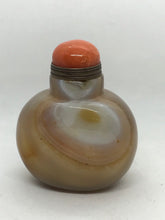 Load image into Gallery viewer, Vintage Banded Agate Snuff Bottle with &quot;Egg Yolk&quot; Shape
