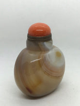 Load image into Gallery viewer, Vintage Banded Agate Snuff Bottle with &quot;Egg Yolk&quot; Shape
