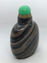 Load image into Gallery viewer, Snuff Bottle: Black and Gray Banded Jasper Bottle
