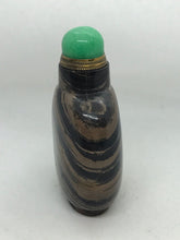 Load image into Gallery viewer, Snuff Bottle: Black and Gray Banded Jasper Bottle
