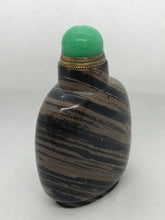 Load image into Gallery viewer, Snuff Bottle: Black and Gray Banded Jasper Bottle
