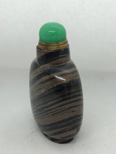 Load image into Gallery viewer, Snuff Bottle: Black and Gray Banded Jasper Bottle
