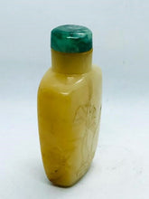 Load image into Gallery viewer, Snuff Bottle: Antique Yellow Jade Bottle with Floral Carving
