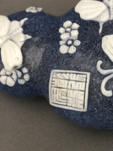 Load image into Gallery viewer, Snuff Bottle: Vintage Blue Frosted Beijing Glass with White Overlay and Four Character Mark of Qianlong
