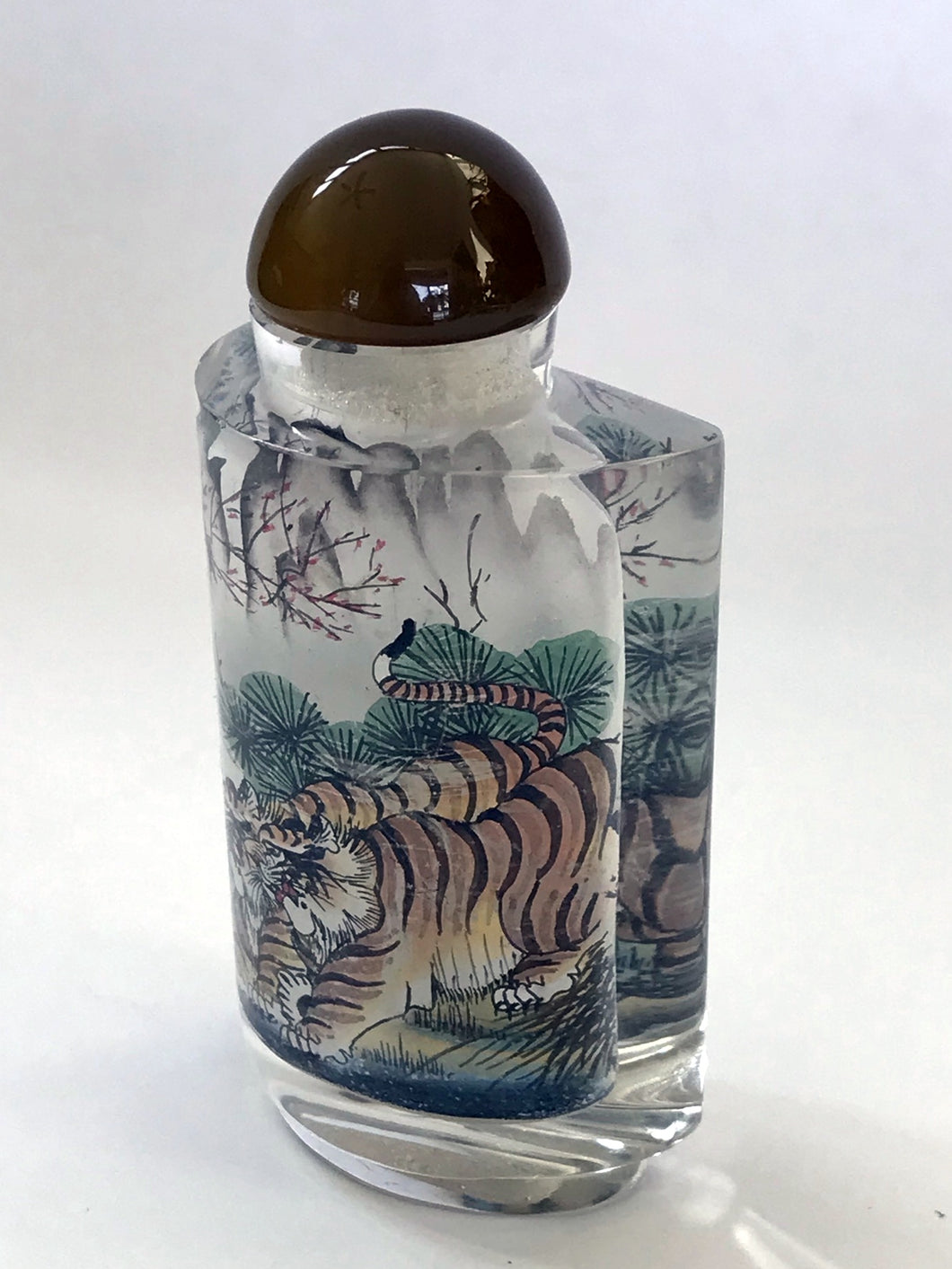 Snuff Bottle: Inside Painted Bottle of Tigers