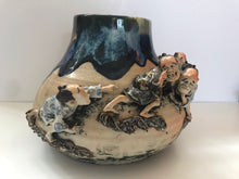 Load image into Gallery viewer, Japanese Ceramics: Rare Sumida Gawa Vase With Whimsical Figures by Famous Potter Ishiguro Koko
