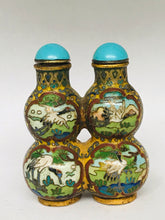 Load image into Gallery viewer, Snuff Bottle: Antique Twin Double Gourd Cloisonne Snuff Bottle
