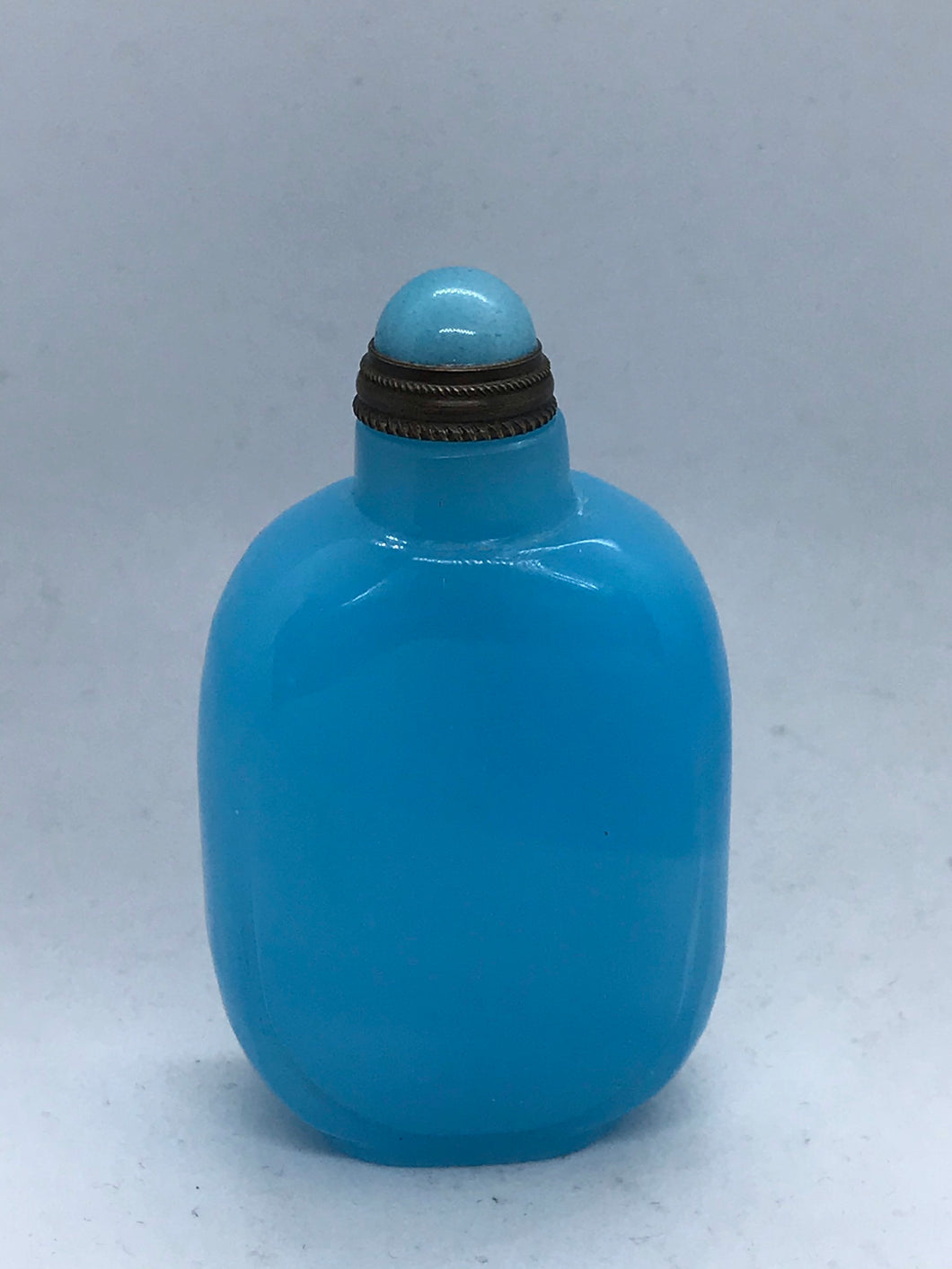 Snuff Bottle: Sky Blue Beijing Glass Snuff Bottle