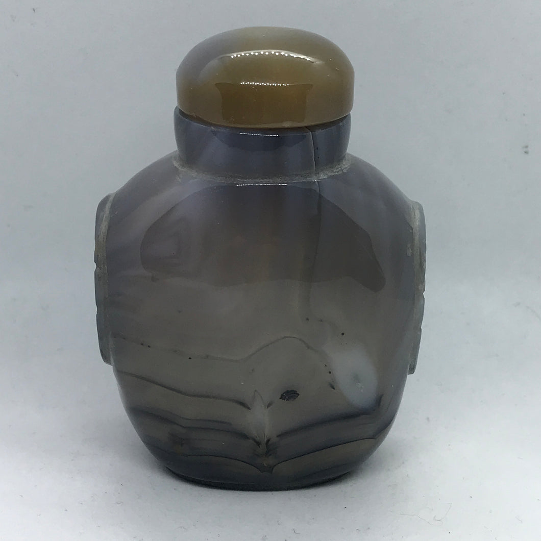 Vintage large Gray Banded Agate Snuff Bottle