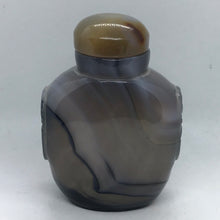 Load image into Gallery viewer, Vintage large Gray Banded Agate Snuff Bottle
