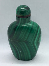 Load image into Gallery viewer, Snuff Bottle: Vintage Banded Green Malachite Snuff Bottle
